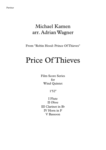 Robin Hood Prince Of Thieves Michael Kamen Wind Quintet Arr Adrian Wagner Page 2