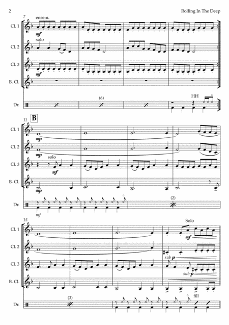 Rolling In The Deep Clarinet Quartet Easy Version Page 2