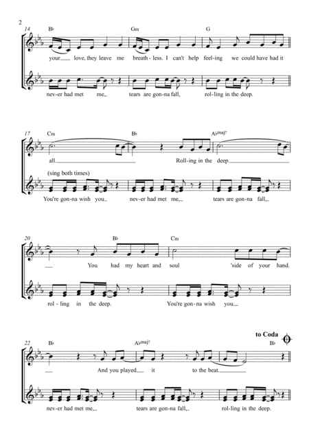 Rolling In The Deep Easy Three Part For Singalongs Page 2