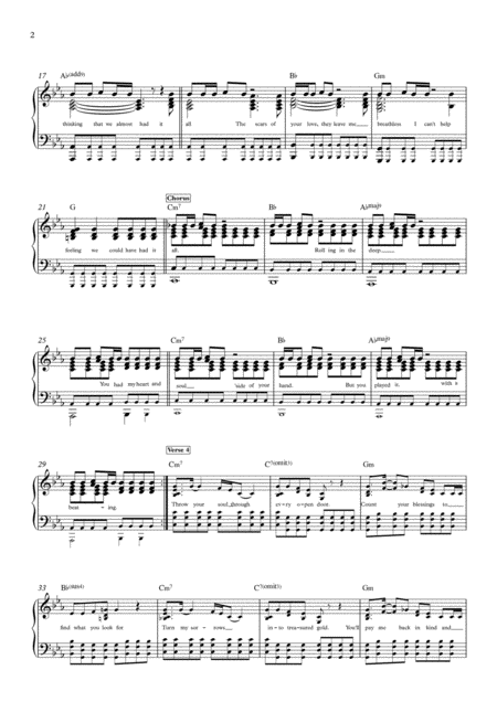 Rolling In The Deep Easy To Follow Piano Accompaniment Cm Page 2