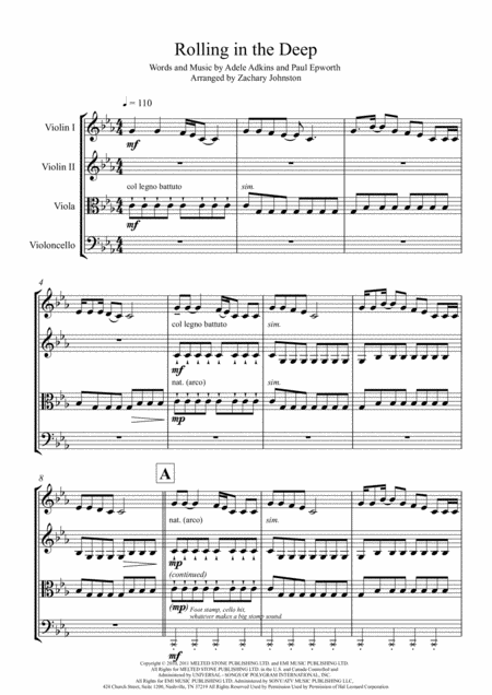 Rolling In The Deep For String Quartet Page 2