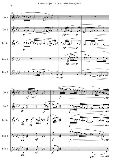 Romance Op 92 N 5 For Double Reed Quintet Page 2