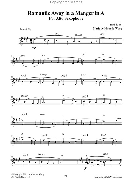 Romantic Away In A Manger Alto Sax Tenor Sax Concert Key Page 2