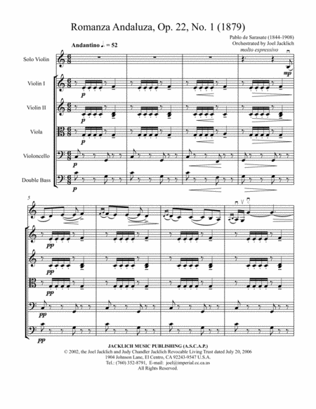 Romanza Andaluza Op 22 No 1 For Solo Violin And String Orchestra Page 2
