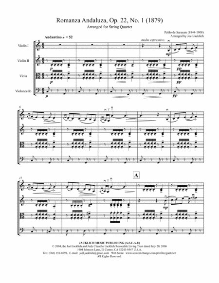 Romanza Andaluza Op 22 No 1 For String Quartet Page 2