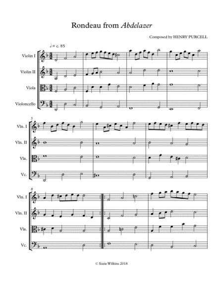 Rondeau From Abdelazer For String Quartet Page 2