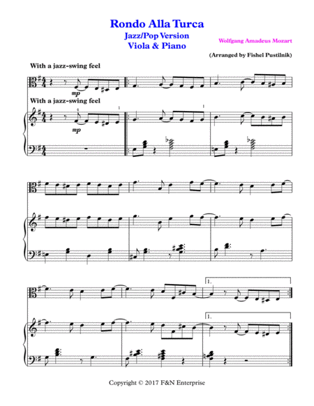 Rondo Alla Turca For Viola And Piano Page 2