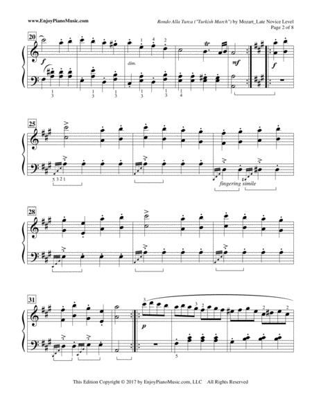 Rondo Alla Turca Turkish March Piano Solo Original Version Written In 4 4 Time Signature Page 2