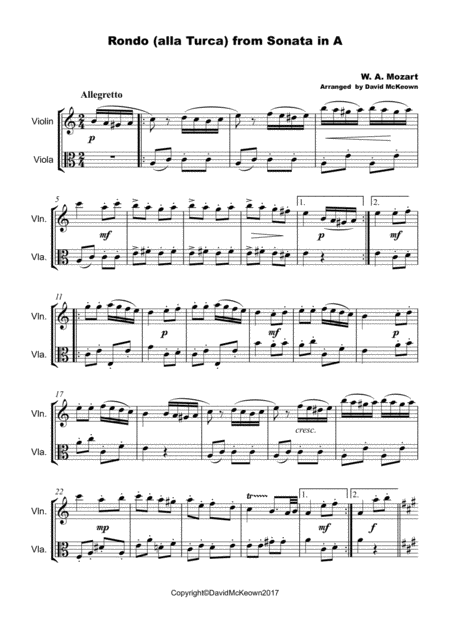 Rondo Alla Turca W A Mozart Violin And Viola Duet Page 2