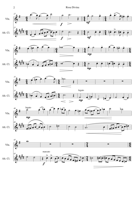 Rosa Divina For Violin And Alto Clarinet Page 2