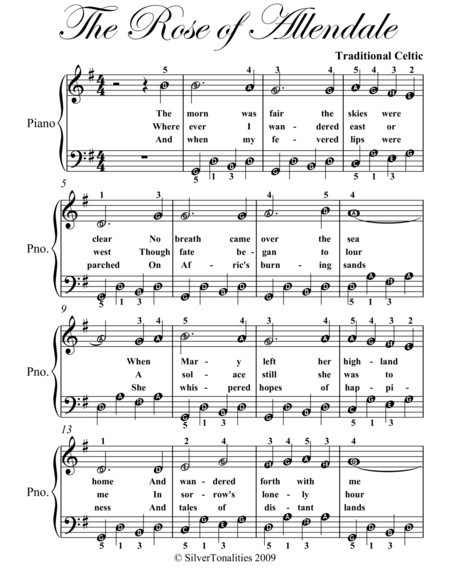 Rose Of Allendale Easy Piano Sheet Music Page 2