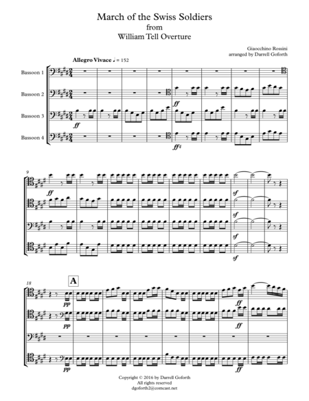 Rossini March Of The Swiss Soldiers From William Tell Overture For Bassoon Quartet Page 2