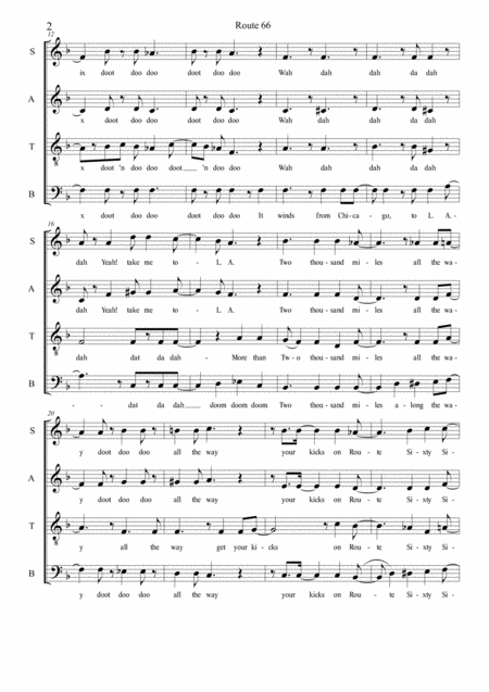 Route 66 Satb A Cappella Page 2