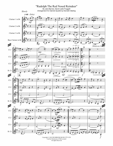 Rudolph The Red Nosed Reindeer For Clarinet Quartet Page 2