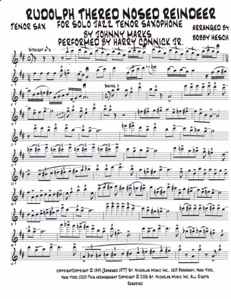 Rudolph The Red Nosed Reindeer For Solo Jazz Tenor Saxophone Page 2