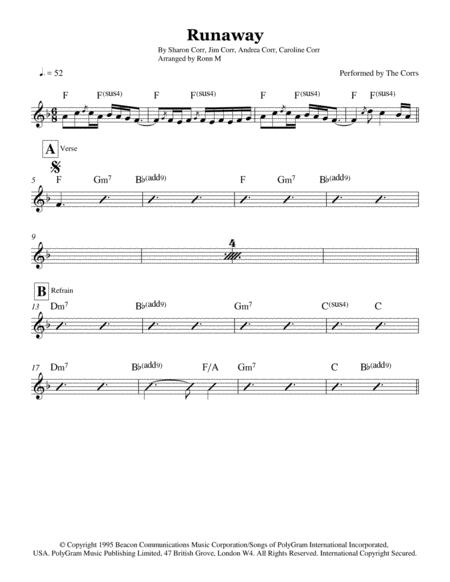 Runaway Lead Sheet Performed By The Corrs Page 2