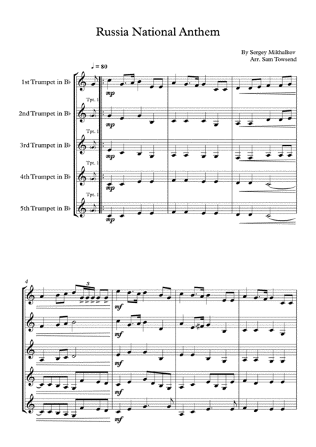 Russia National Anthem Trumpet Quintet Page 2