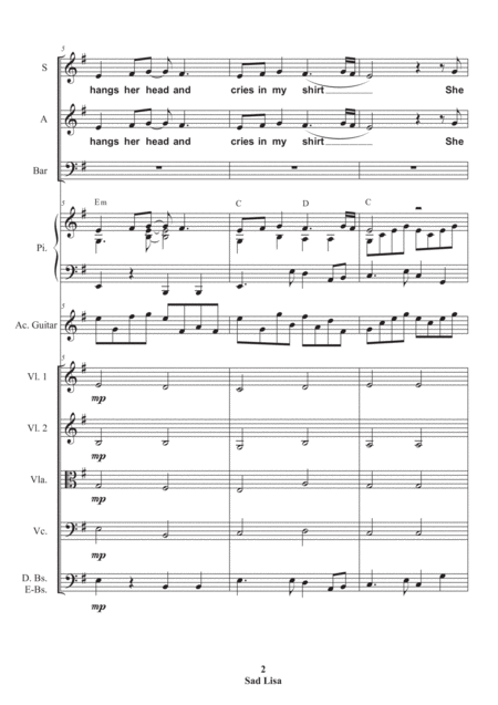 Sad Lisa For Sabar Piano String Quintet And Guitar Page 2