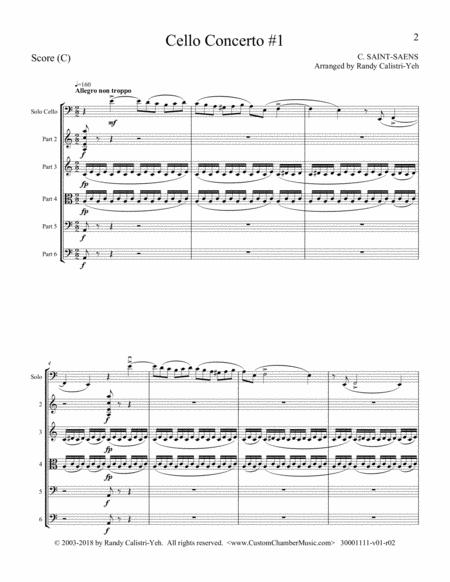 Saint Saens Cello Concerto 1 In A Minor Op 33 With String Orchestra Page 2