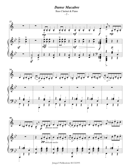 Saint Sans Danse Macabre For Bass Clarinet Piano Page 2