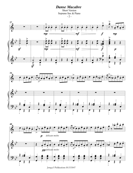 Saint Sans Danse Macabre For Soprano Sax Piano Short Version Page 2