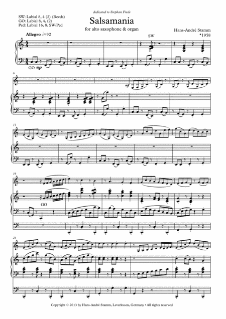 Salsamania For Alto Saxophone Organ Page 2