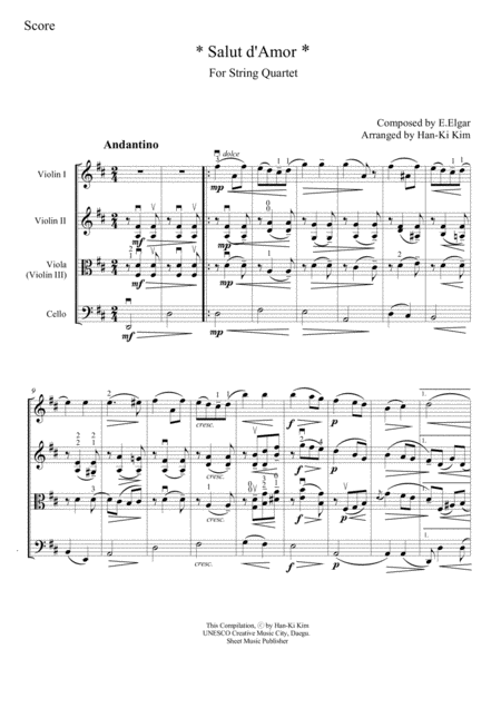 Salut D Amor For String Quartet Page 2