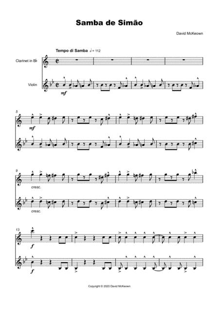 Samba De Simo For Clarinet And Violin Duet Page 2