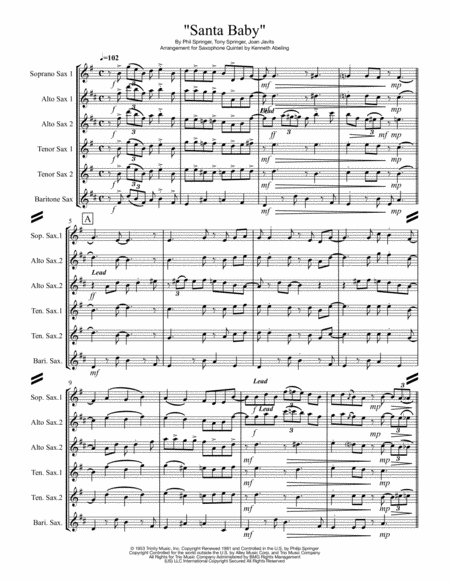 Santa Baby For Saxophone Quintet Sattb Or Aattb Page 2