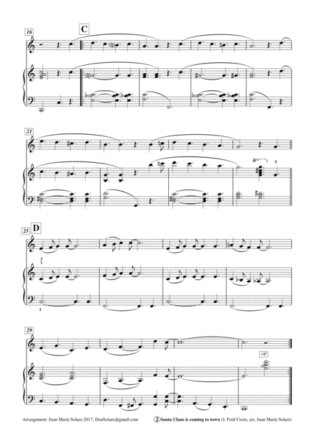 Santa Claus Is Comin To Town Alto Saxophone Piano Page 2