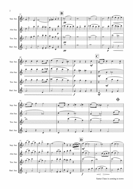 Santa Claus Is Comin To Town Christmas Classic Saxophone Quartet Page 2