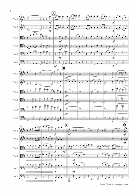 Santa Claus Is Comin To Town Christmas Classic String Quintet Page 2