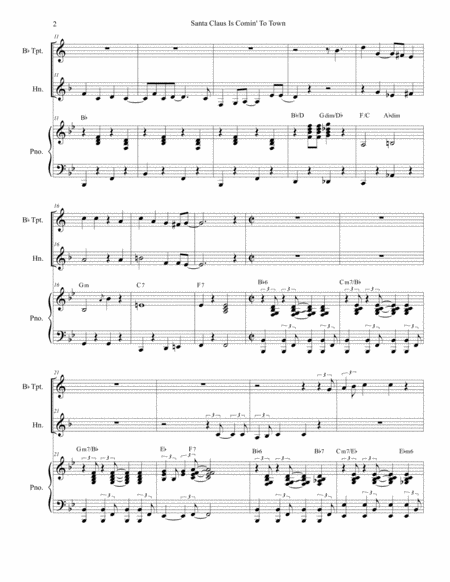 Santa Claus Is Comin To Town Duet For Bb Trumpet And French Horn Page 2