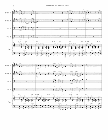 Santa Claus Is Comin To Town For Brass Quartet And Piano Alternate Version Page 2