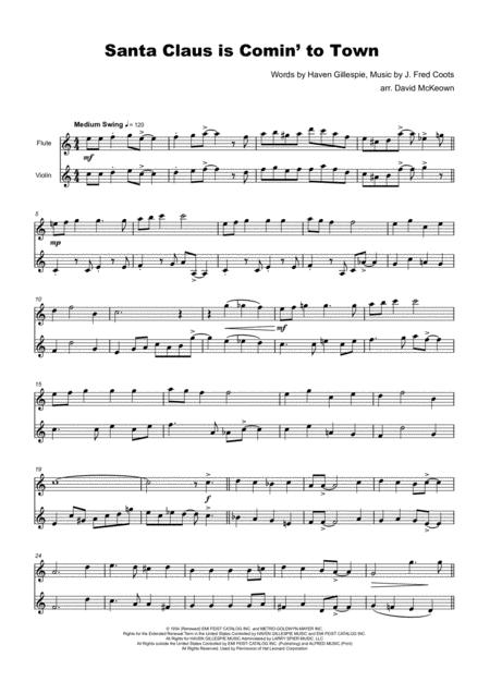 Santa Claus Is Comin To Town For Flute And Violin Duet Page 2