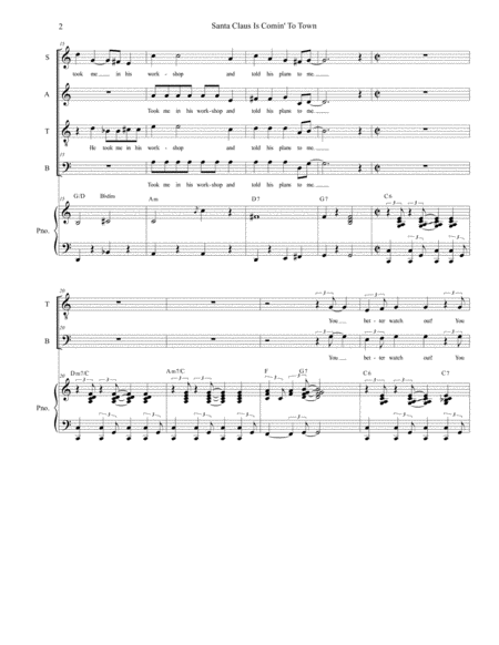 Santa Claus Is Comin To Town For Vocal Quartet Satb Page 2