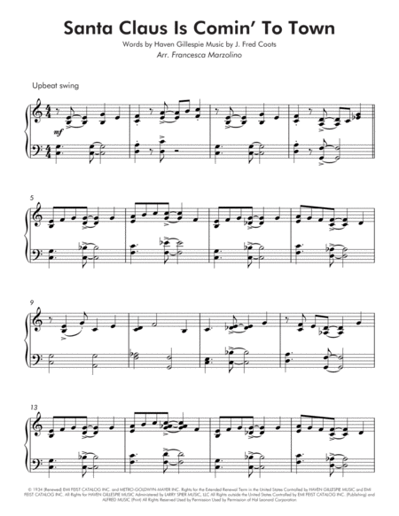 Santa Claus Is Comin To Town Intermediate Jazz Piano Page 2