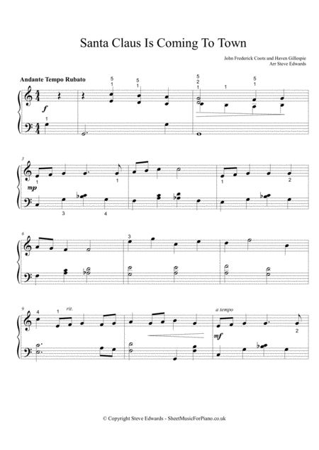 Santa Claus Is Comin To Town Solo Piano Page 2