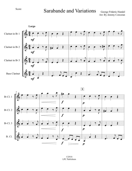 Sarabande And Variations For Clarinet Quartet Page 2