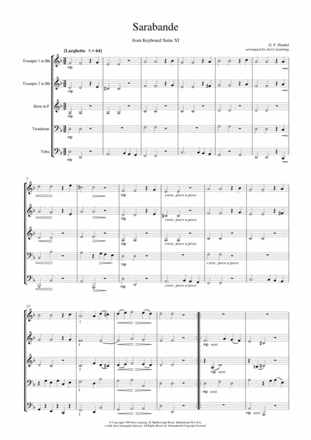 Sarabande From Keyboard Suite Xi Arr For Brass Quintet Page 2