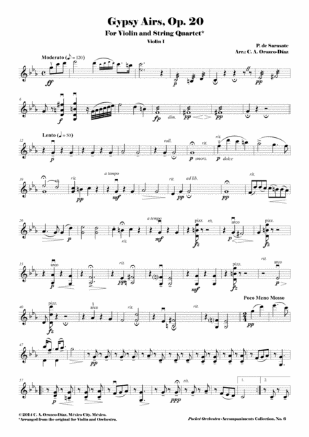 Sarasate Gypsy Airs Op 20 For Violin And String Quartet Reduction Of The Original Accompaniment Parts Page 2