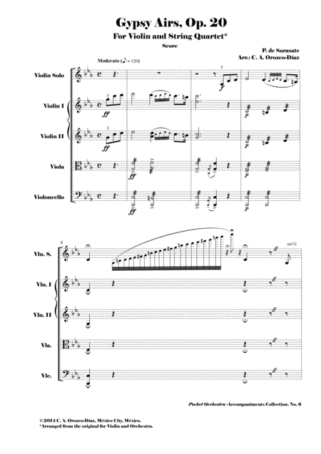 Sarasate Gypsy Airs Op 20 For Violin And String Quartet Reduction Of The Original Accompaniment Score Page 2