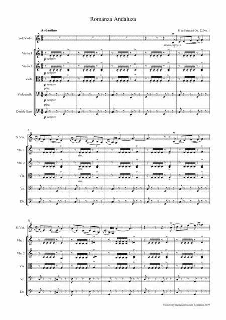 Sarasate Romanza Andaluza Op 22 No 1 For Violin And String Orchestra Page 2
