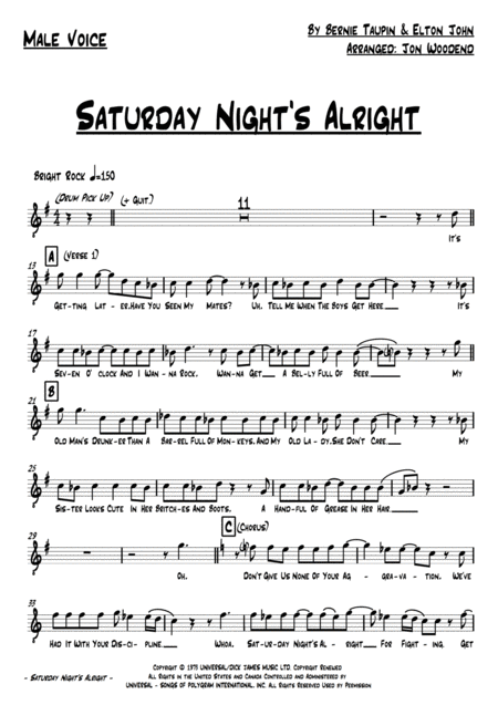 Saturday Nights Alright For Fighting 7 Piece Rock Band Page 2