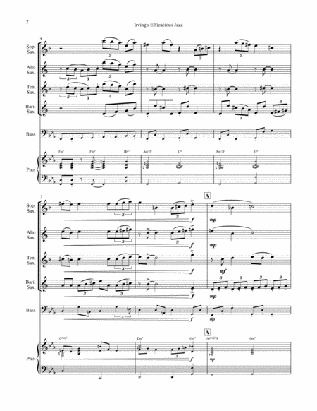 Saxophone Quartet Irvings Efficacious Jazz With Optional Rhythm Section Page 2
