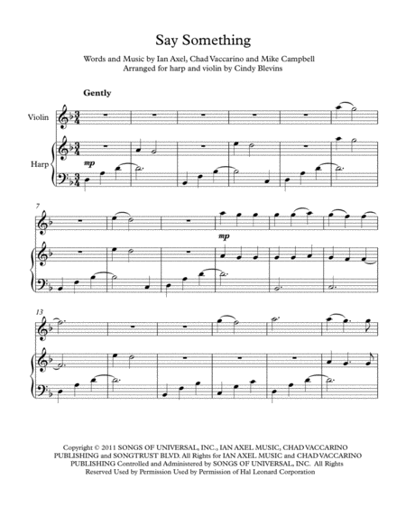 Say Something Arranged For Harp And Violin Page 2