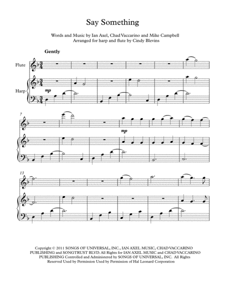 Say Something Arranged For Harp Or Piano And Flute Page 2