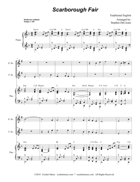 Scarborough Fair Duet For Soprano Tenor Saxophone Page 2