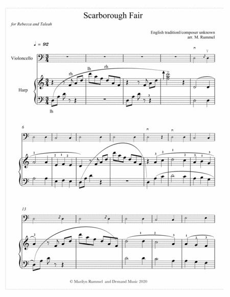 Scarborough Fair For Cello And Harp Duet Interdediate Level Lever Or Pedal Harp Page 2