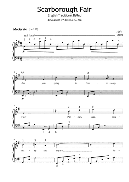 Scarborough Fair For Solo Piano Easy Piano Page 2